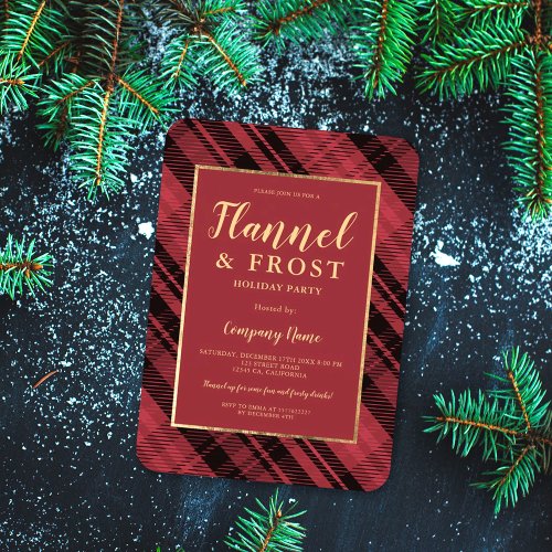 Red flannel frost business corporate Christmas Invitation