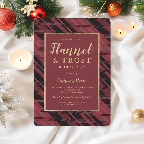 Red flannel frost business corporate Christmas Invitation