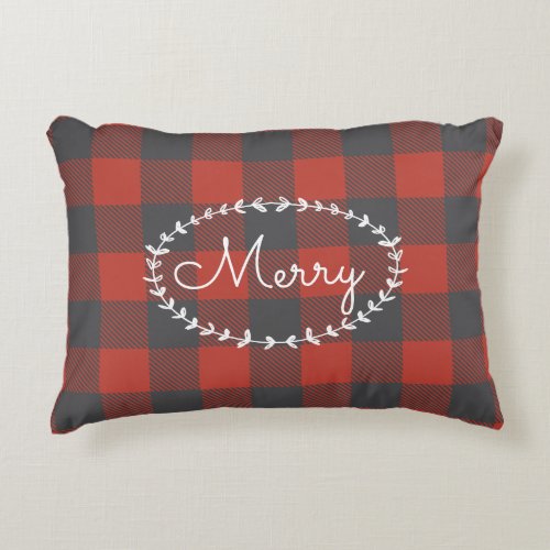 Red Flannel Holiday Accent Pillow