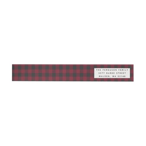 Red Flannel  Holiday Return Address Wrap Around Label