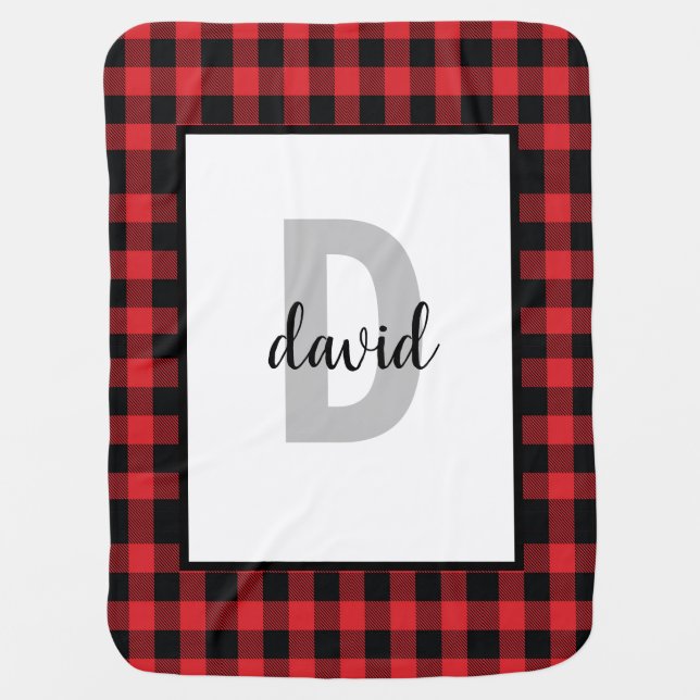 Red Flannel Lumberjack Buffalo Plaid Boy Baby Blanket (Front)