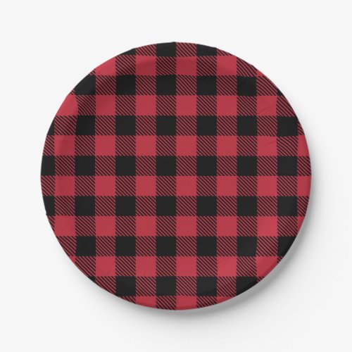 Red Flannel Rustic Paper Plates