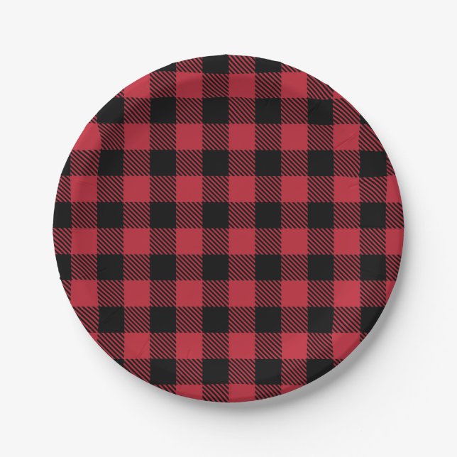 Red Flannel Rustic Paper Plates (Front)