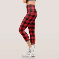 Red Flannel Tartan Pattern Capri Leggings