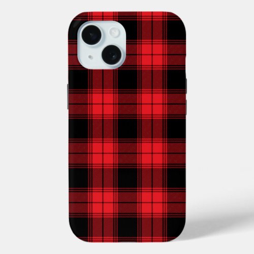 Red Flannel Tartan Pattern iPhone 15 Case