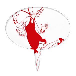 red flapper girl cake topper