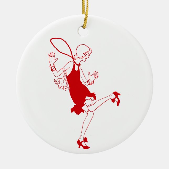 red flapper girl ceramic ornament (Front)