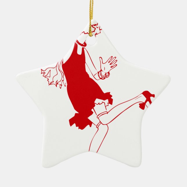 red flapper girl ceramic ornament (Front)
