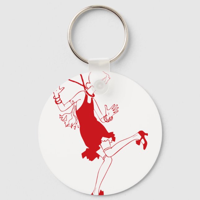 red flapper girl keychain (Front)
