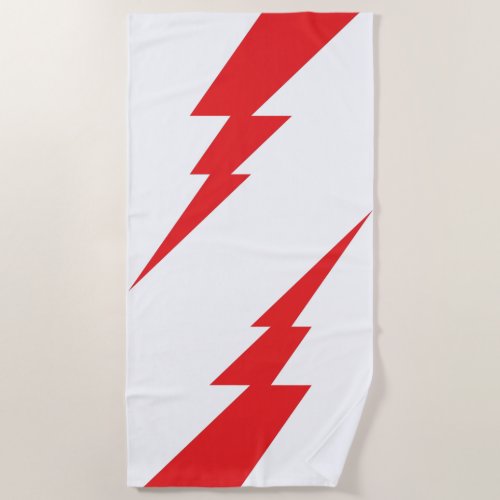 Red Flash Lightning Bolt Beach Towel