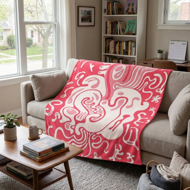 Red Fleece Blanket (AI product visualization, art is not AI)