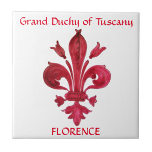 RED FLEUR DE LIS CERAMIC TILE