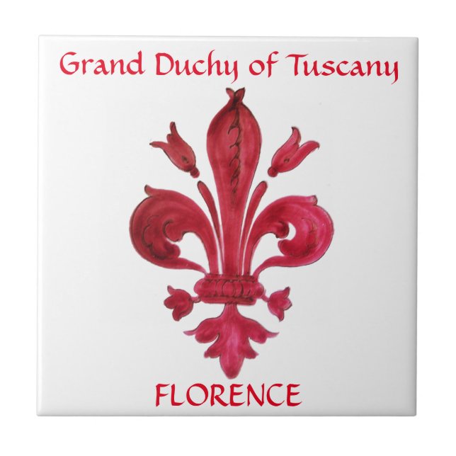 RED FLEUR DE LIS  CERAMIC TILE (Front)