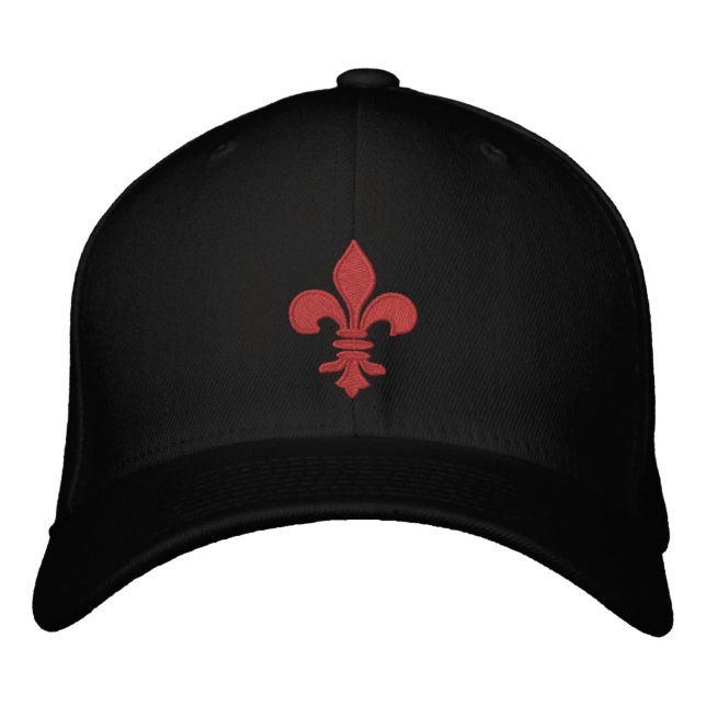 Red Fleur de Lis Embroidered Hat (Front)