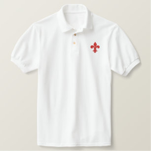 Red Fleur de Lis Embroidered Shirt