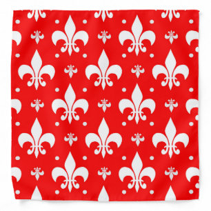 Red Fleur-de-lis Pattern Design  Bandana