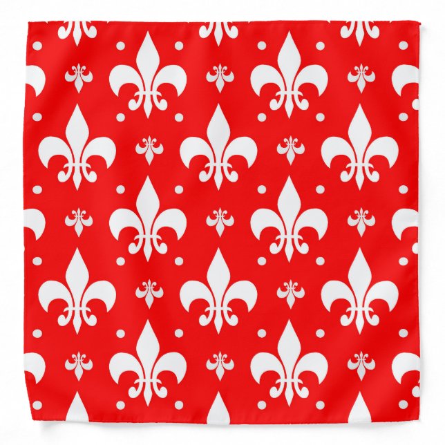 Red Fleur-de-lis Pattern Design  Bandana (Front)