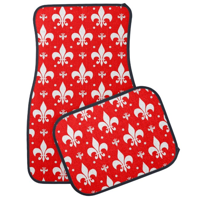 Red Fleur-de-lis Pattern Design  Car Floor Mat (Set)