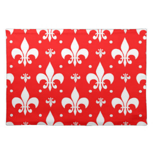 Red Fleur-de-lis Pattern Design  Cloth Placemat