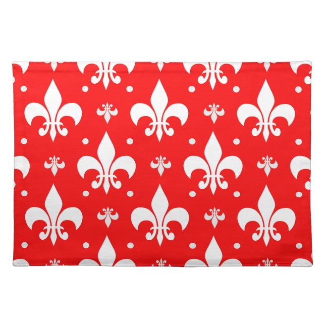 Red Fleur-de-lis Pattern Design  Cloth Placemat (Front)