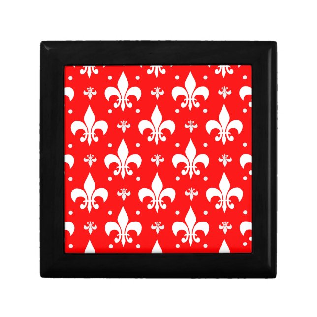 Red Fleur-de-lis Pattern Design  Gift Box (Front)