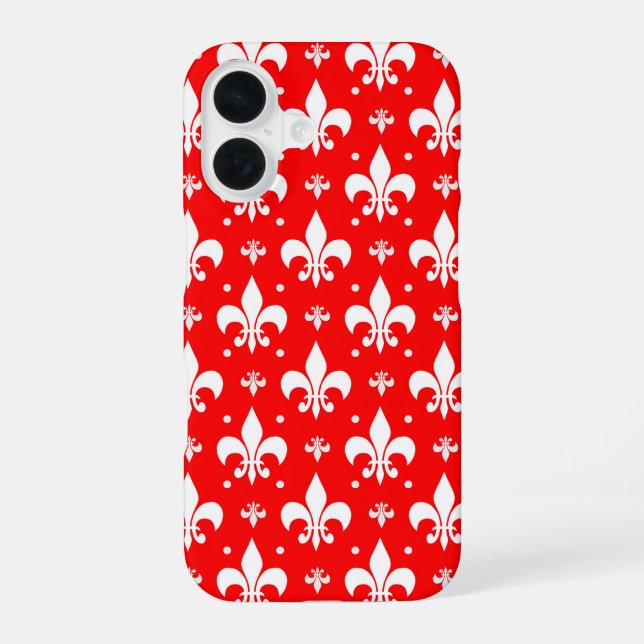 Red Fleur-de-lis Pattern Design  Iphone Case (Back)