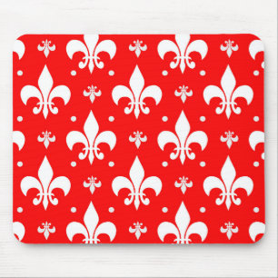Red Fleur-de-lis Pattern Design  Mouse Pad