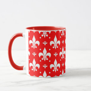 Red Fleur-de-lis Pattern Design  Mug