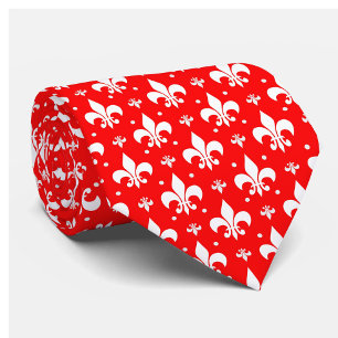 Red Fleur-de-lis Pattern Design Neck Tie