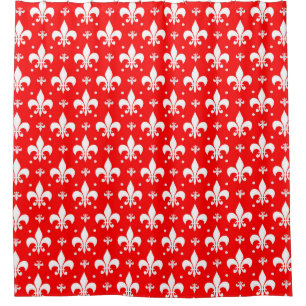 Red Fleur-de-lis Pattern Design  Shower Curtain