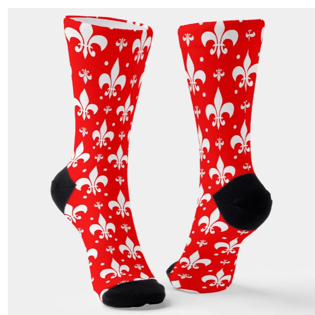 Red Fleur-de-lis Pattern Design  Socks (Creator Uploaded)