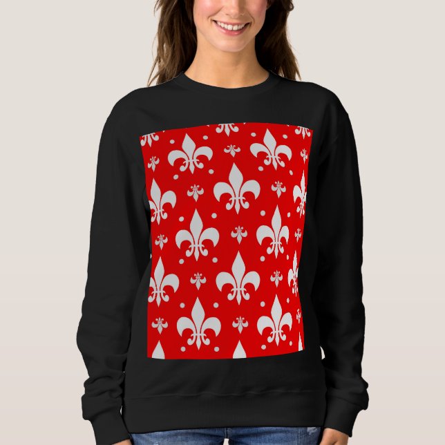 Red Fleur-de-lis Pattern Design  Sweatshirt (Front)