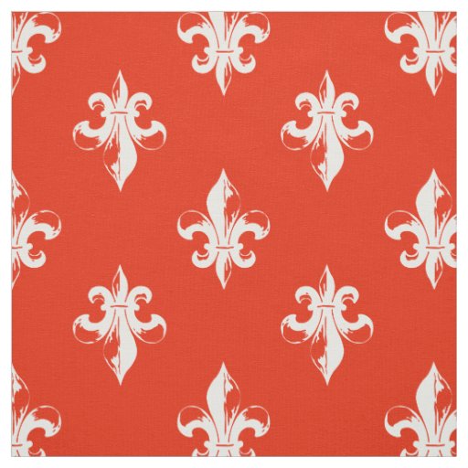 Red Fleur De Lis Pattern Fabric