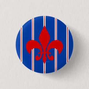 Red Fleur de Lis Striped Button