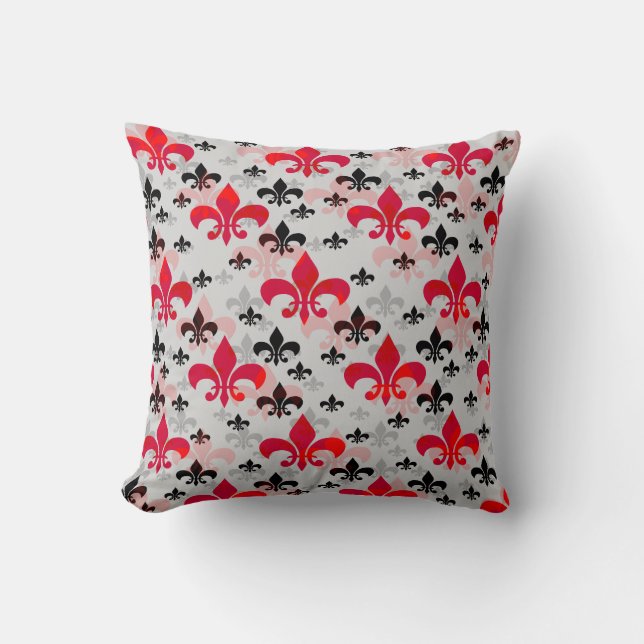 Red Fleur De Lis Surface Pattern Design  Throw Pillow (Front)