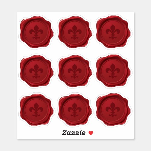 Red Fleur De Lis Wax Seal Stickers