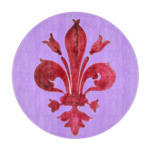 RED FLEUR DE LISE CUTTING BOARD