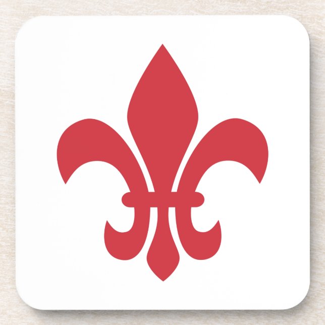 Red Fleur de Lys Beverage Coaster (Front)