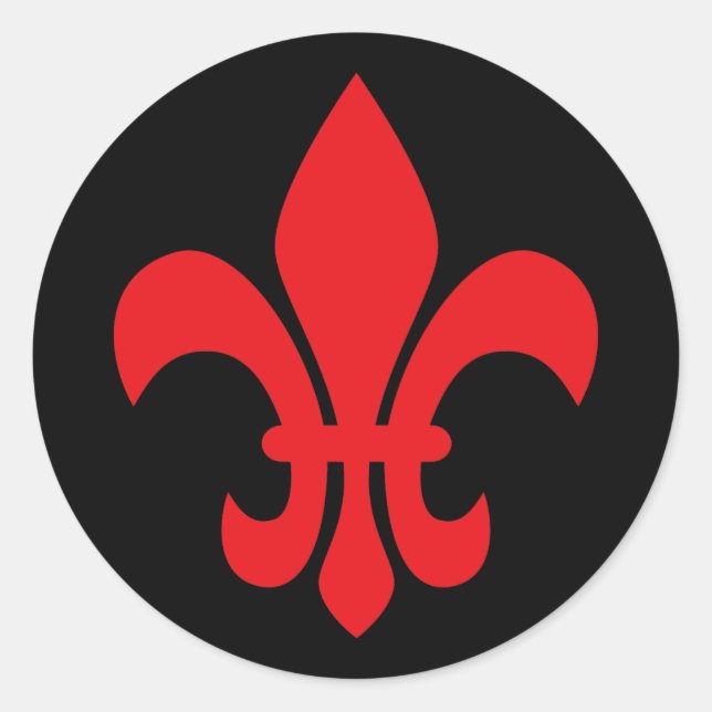 Red Fleur de Lys Classic Round Sticker (Front)