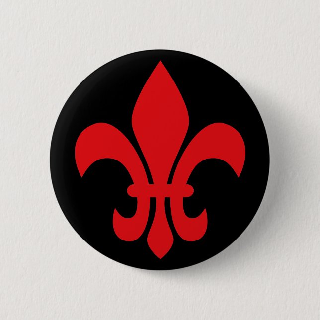 Red Fleur de Lys Pinback Button (Front)