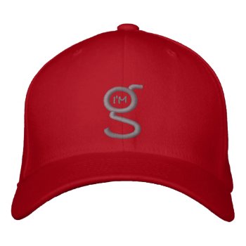 Red Flex Fit Cap W Grey Embroidered Logo by ImGEEE at Zazzle