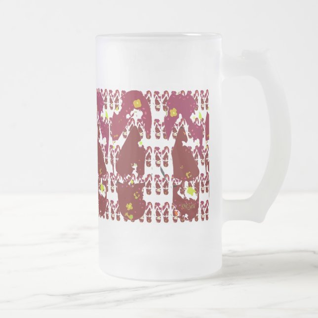 Red Flip Flops Abstract Frosted Glass Beer Mug (Right)