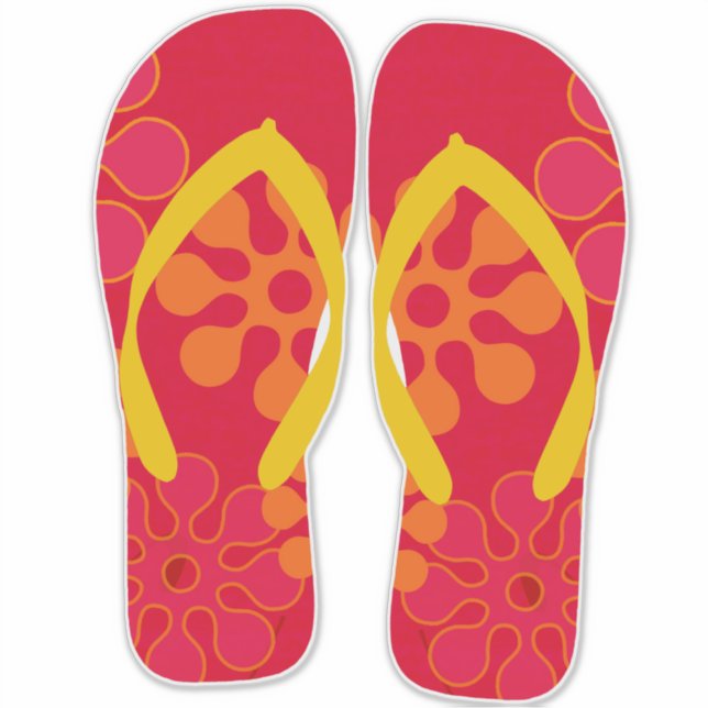 Red Flip Flops Beach Sandals Sticker (Front)
