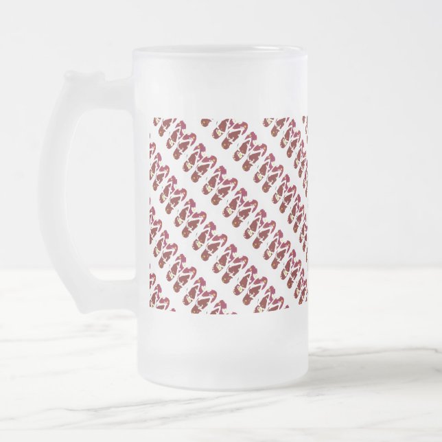 Red Flip Flops Frosted Glass Beer Mug (Left)