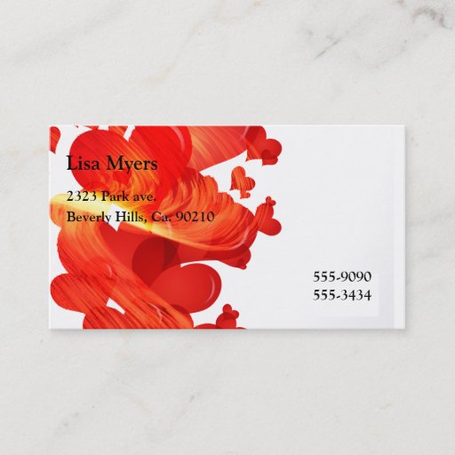 Customizable Red Floating Painted Hearts Business Cards