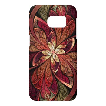 Red Floral Abstract Stained Glass Pattern Samsung Galaxy S7 Case by skellorg at Zazzle