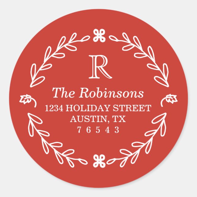 Red Floral Address Stickers (Front)