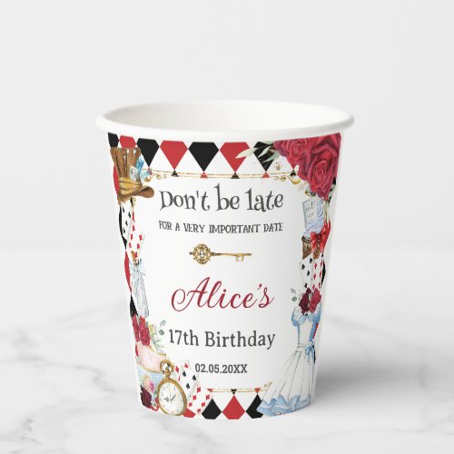 Red Floral Alice in Wonderland Birthday Tea Party 