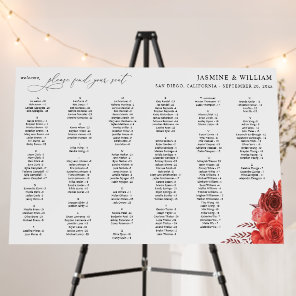 Red Floral Alphabetical Seating Chart 2 Foam Board