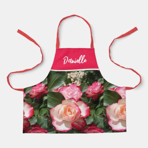 Red Floral and White Roses Rose Kids Kitchen Apron